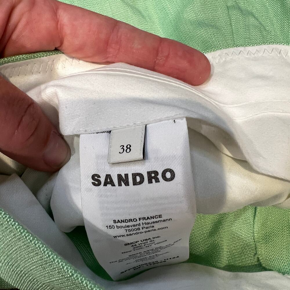 SANDRO Women's High-waisted Tailored Shorts Size 38/US 6 In Green - Picture 7 of 9